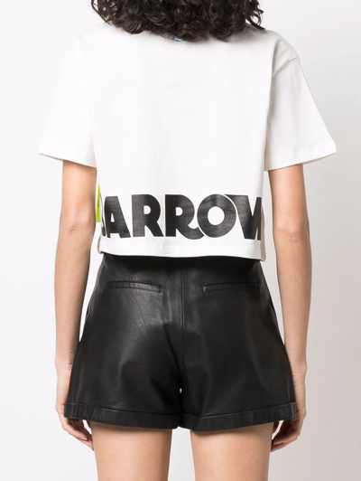 Shop Barrow Logo Graphic-print Cropped T-shirt In Weiss