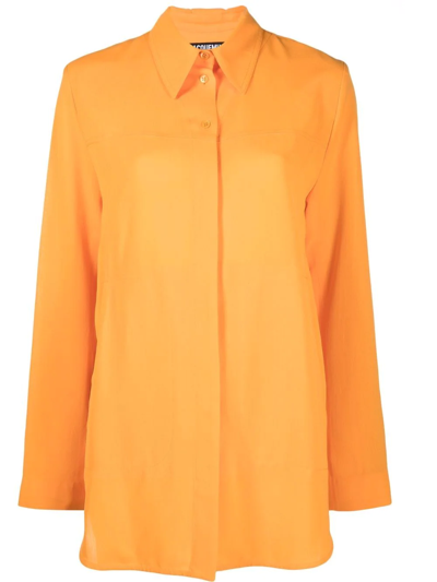 Shop Jacquemus La Chemise Passio Split-back Shirt In Orange