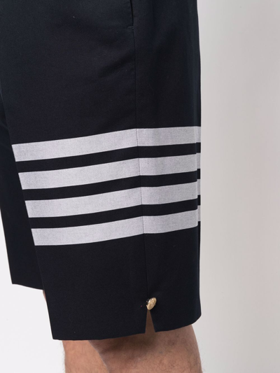 Shop Thom Browne 4-bar Stripe Cotton Shorts In Blau