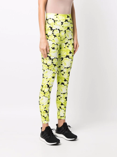 Msgm High-waist Floral Leggings In Gelb