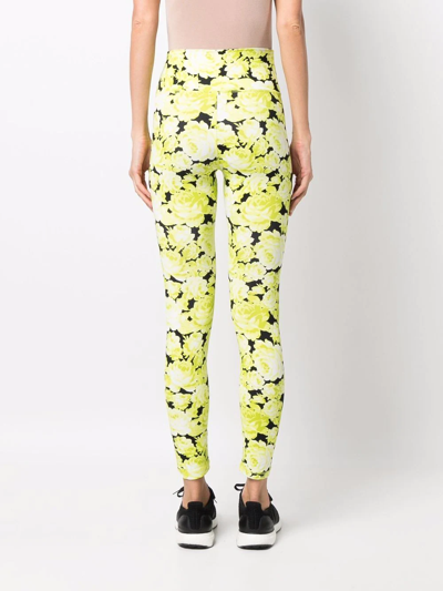 Msgm High-waist Floral Leggings In Gelb
