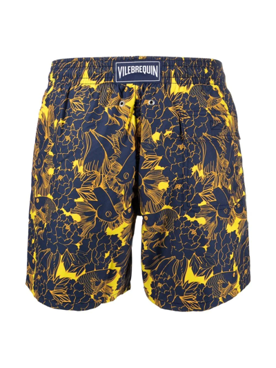 Shop Vilebrequin Hidden Fishes Printed Swim Shorts In Blau