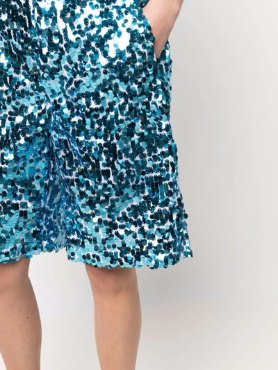 Plan C High-rise Sequin-embellished Shorts In Blau