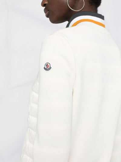 Shop Moncler Quilted Zipped Cardigan In White