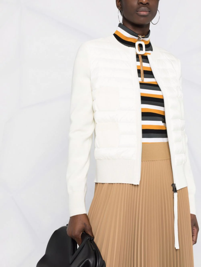 Moncler Quilted Zipped Cardigan In White