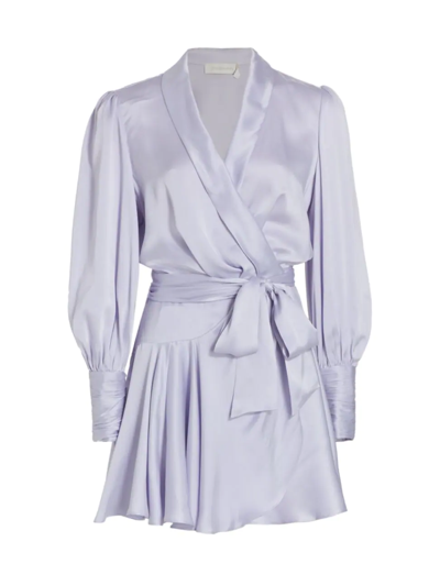 Shop Zimmermann Women's Silk Wrap V-neck Minidress In Lilac