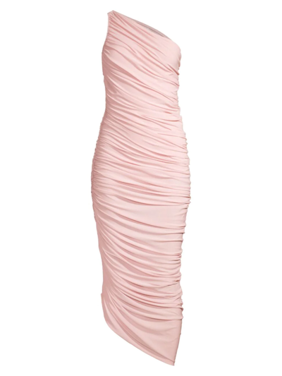 Shop Norma Kamali Women's Diana Ruched One-shoulder Gown In Blush