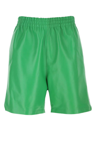 Shop Bottega Veneta Elasticated Waistband Leather Shorts In Green