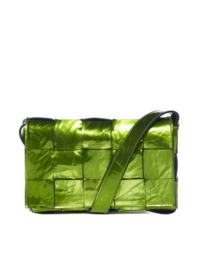 Shop Bottega Veneta Interwoven Cassette Bag In Green