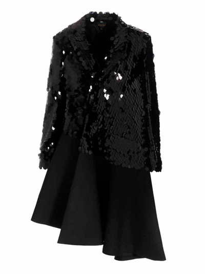 Shop Comme Des Garçons Sequin Embellished Asymmetric Blazer In Black