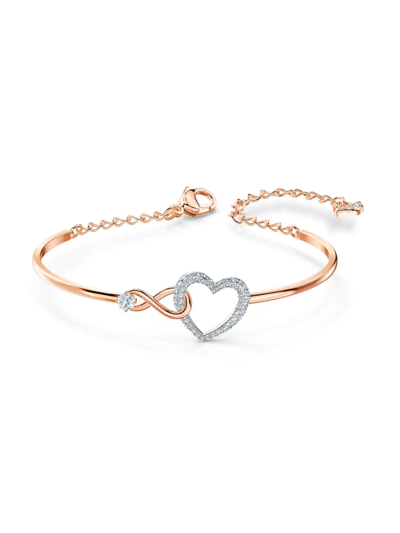  Swarovski Infinity Heart Women's Bangle Bracelet with a Rose- Gold Tone Plated Bangle, Clear Swarovski Crystals and Lobster Clasp :  Clothing, Shoes & Jewelry