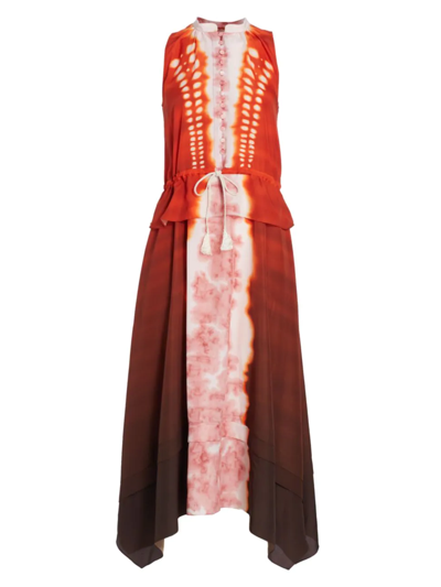 Shop Altuzarra Women's Penelope Dyed Gradient Asymmetric Midi-dress In Sumac Shibori