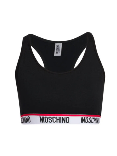 Shop Moschino Women's Logo Band Sports Bra In Black