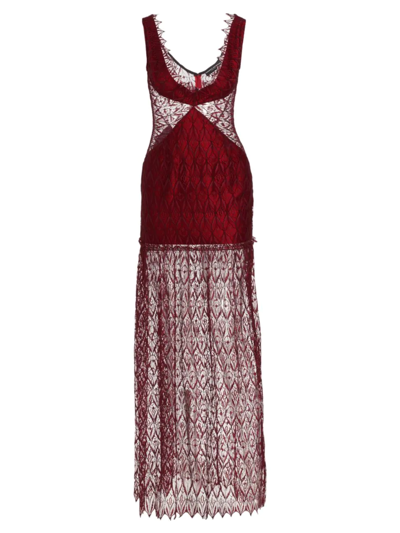 Shop Frederick Anderson Women's Layered Lace Gown In Red