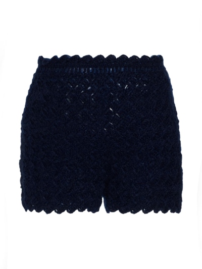 Shop Frederick Anderson Women's Fitted Crochet Shorts In Navy