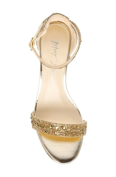 Shop Betsey Johnson Mari Crystal Ankle Strap Sandal In Gold