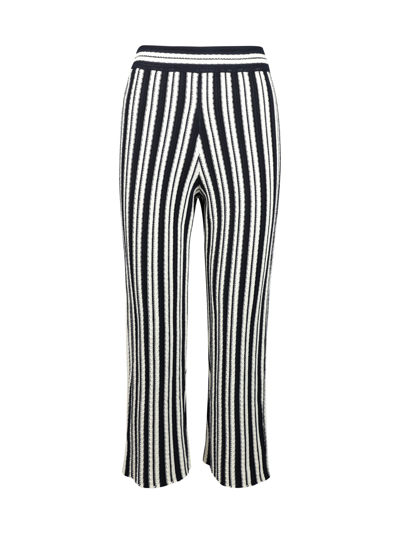 Shop Jil Sander Vertical Striped Knit Trousers In White