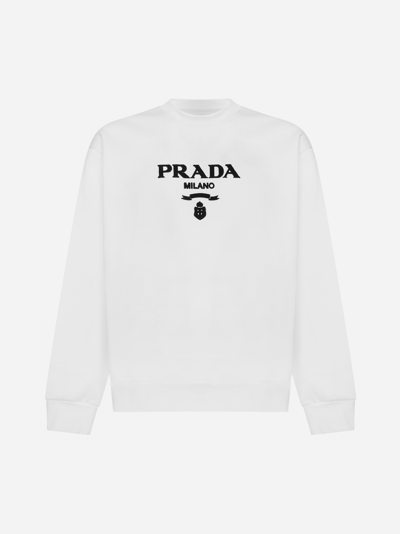 Shop Prada Logo Cotton-blend Sweatshirt