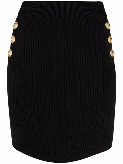 Balmain Ribbed Mini Skirt In Animal Print