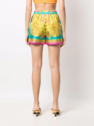 Shop Versace Medusa Renaissance-print Shorts In Gelb