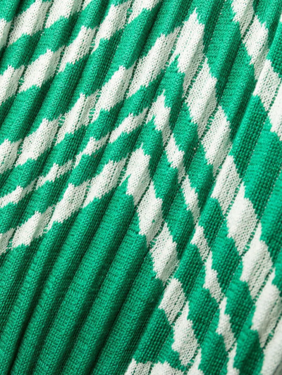 Etro Woman Palazzo Pants In Jacquard Plisse With Green Geometric Pattern In Green