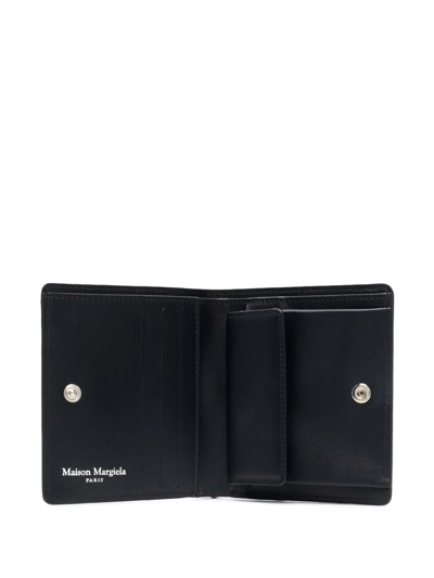 Shop Maison Margiela Four-stitch Leather Wallet In Black