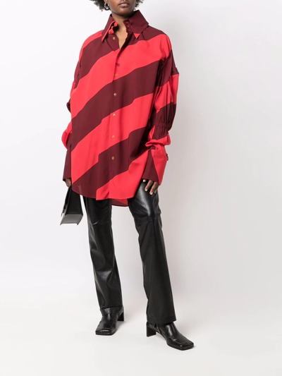 Shop Vivienne Westwood Striped Oversize Shirt In Red