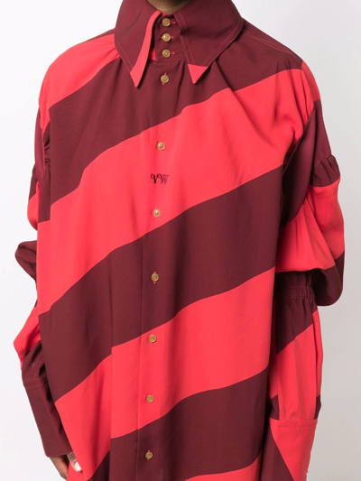 Shop Vivienne Westwood Striped Oversize Shirt In Red