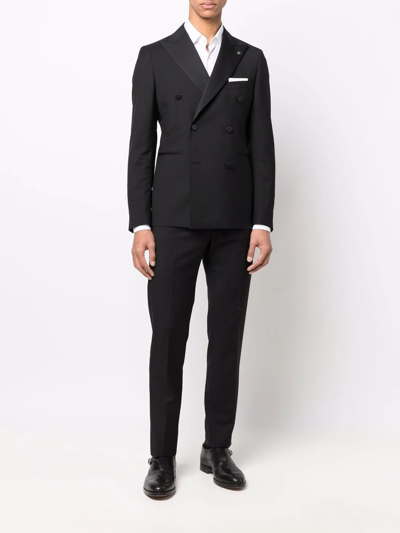 Shop Tagliatore Double-breasted Suit In Black