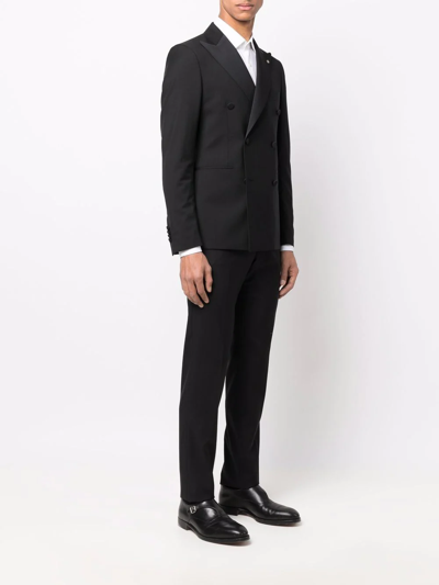 Shop Tagliatore Double-breasted Suit In Black