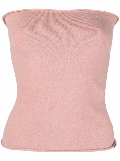 Shop Extreme Cashmere Knitted Cashmere-blend Tube Top In Pink