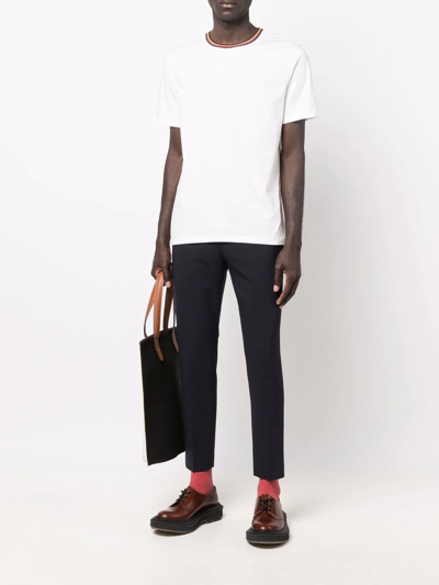 Shop Paul Smith Contrast-trim T-shirt In Weiss