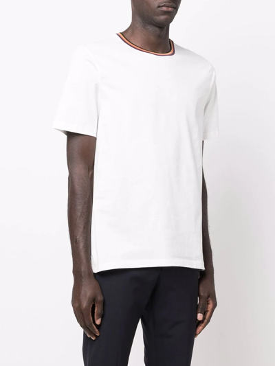 Shop Paul Smith Contrast-trim T-shirt In Weiss