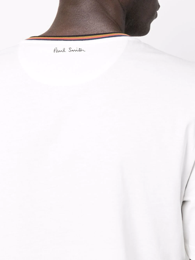 Shop Paul Smith Contrast-trim T-shirt In Weiss