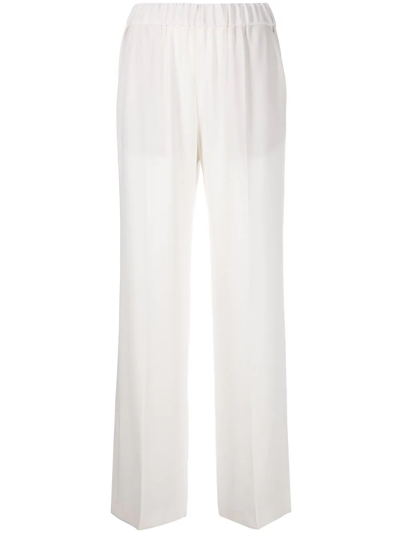 Shop Alberto Biani High-waist Wide-leg Trousers In Weiss
