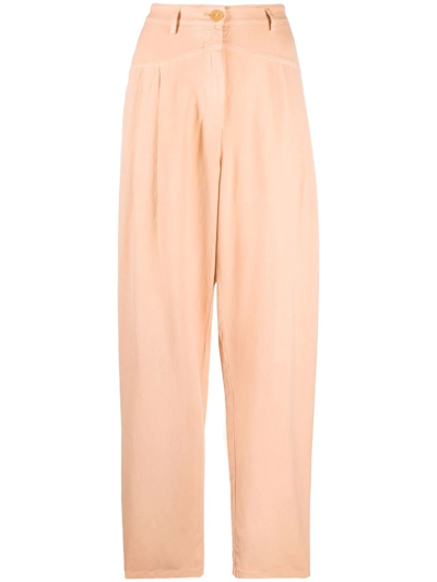 Shop Forte Forte High-waisted Straight-leg Trousers In Orange