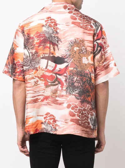 Shop Amiri Botanical-print Silk Shirt In Rosa
