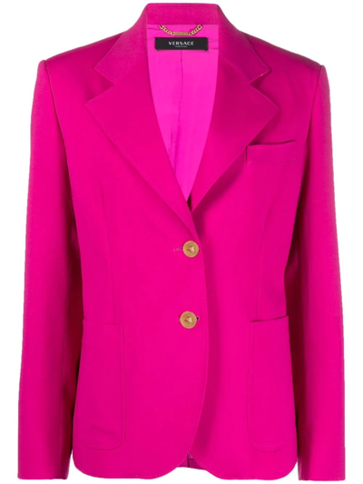 Shop Versace Single-breasted Fitted Blazer In Rosa