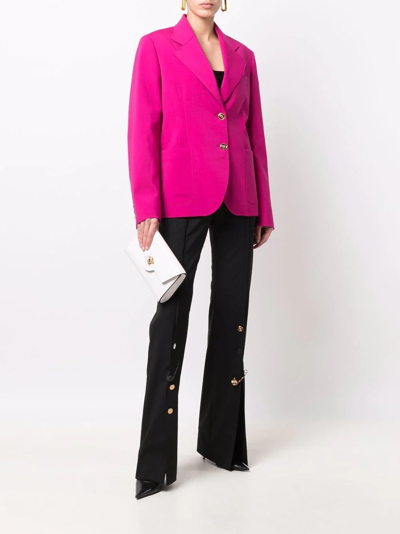 Shop Versace Single-breasted Fitted Blazer In Rosa