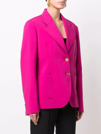 Shop Versace Single-breasted Fitted Blazer In Rosa