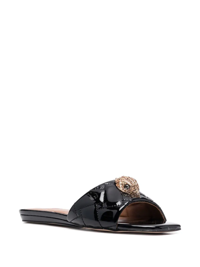 Kurt Geiger Kensington Eagle-embellished Quilted Patent-leather Mules In Schwarz