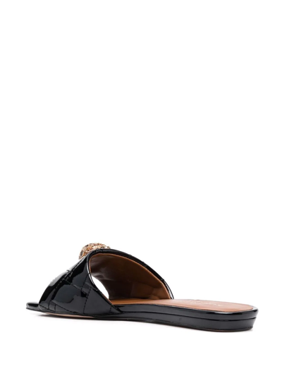 Kurt Geiger Kensington Eagle-embellished Quilted Patent-leather Mules In Schwarz