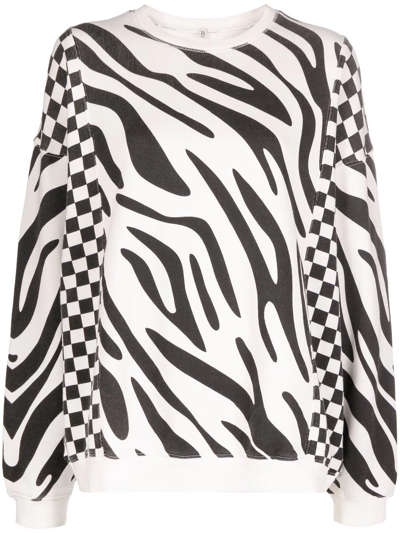 Shop R13 Tiger Stripe Checkerboard Pattern Sweatshirt In White