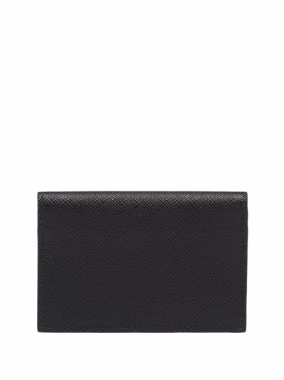 Shop Prada Triangle-logo Saffiano Leather Cardholder In Schwarz