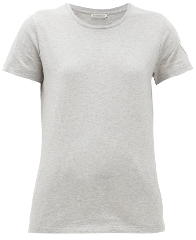 Shop Moncler Grey Patch Logo T-shirt