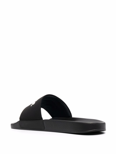 Shop Moncler Logo Slippers Shoes In Black