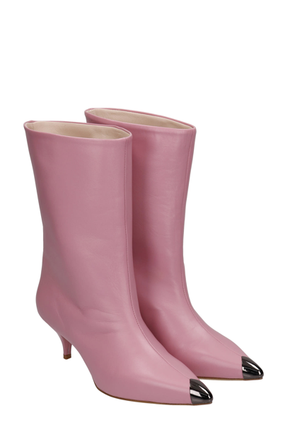 Shop Alchimia High Heels Ankle Boots In Rose-pink Leather
