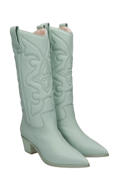 Shop Alchimia Texan Boots In Green Leather