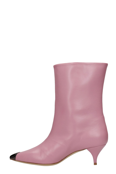 Shop Alchimia High Heels Ankle Boots In Rose-pink Leather