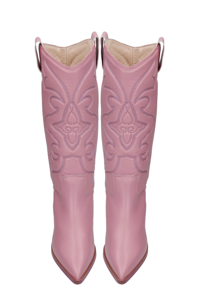 Shop Alchimia Texan Boots In Rose-pink Leather